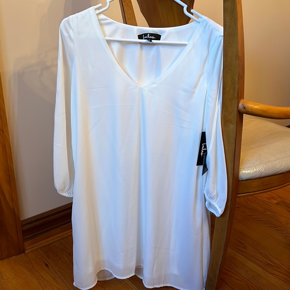 Lulus white open sleeve dress